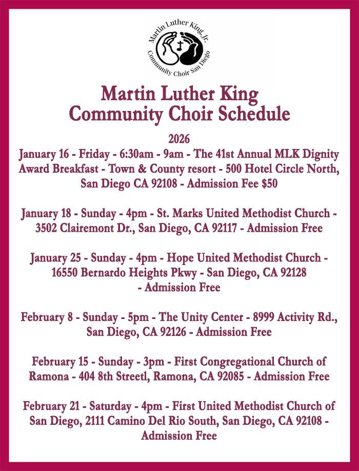 MLK Comm. Choir schedule